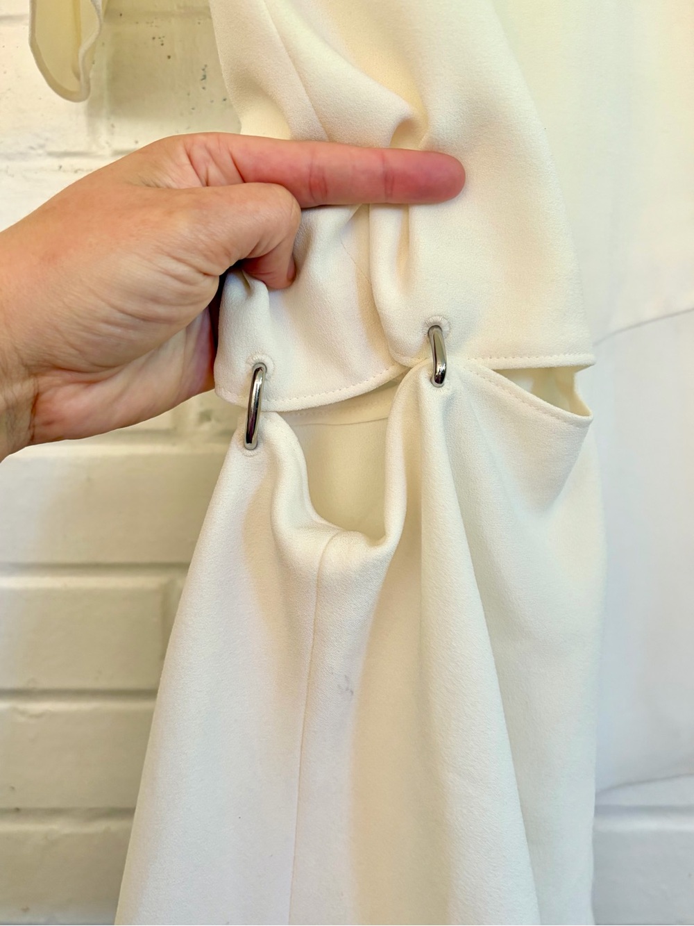 Tibi Triacetate Shift Dress w/ Detachable Asymmetrical Hem, Ivory, SZ 0 NWT - Picture 6 of 12